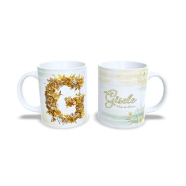 Imagem de Caneca Personalizada com Flores Amarelas, Cerâmica Branca, 325ml, Design Alice Beleza que Floresce (g)