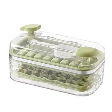 Imagem de Forma de Gelo com Tampa, 64 Cubos Retangular com Dupla Camada e Pá De Gelo formas de gelo em silicone com tampa (Bege)