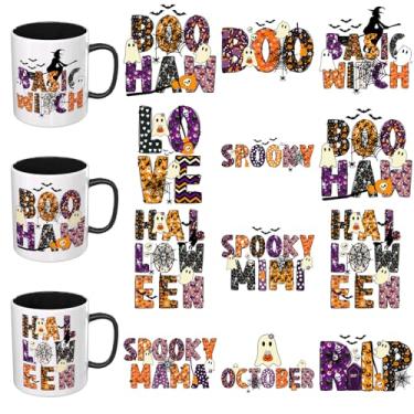 Imagem de Elewins Adesivos UV DTF de Halloween - Pacote de 12 folhas de citações de Halloween UV DTF para canecas de vidro de café, decalques DIY para copos, esfregar à prova d'água em transferências para