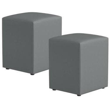 Imagem de Kit 02 Puffs Quadrado L02 Corano Cinza - LYAM DECOR