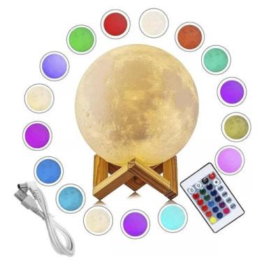 Imagem de Umidificador Aromatizador Luminária Abajur Rgb Lua Cheia - Luatek