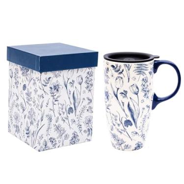 Imagem de Topadorn Caneca de café de viagem de cerâmica de 482 ml com tampa selada, xícara de chá com caixa de cor, segura para micro-ondas e lava-louças, caneca de café exclusiva para latte e chocolate quente