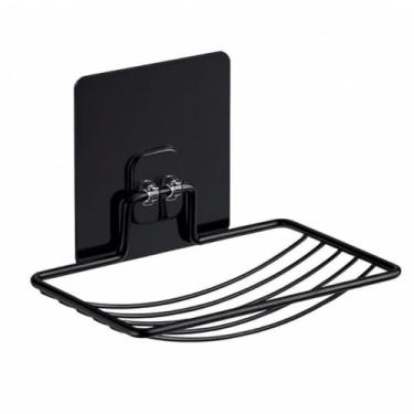 Imagem de Saboneteira Preta de Inox com Adesivo Sem Furo Fixação Forte Resistente(1)