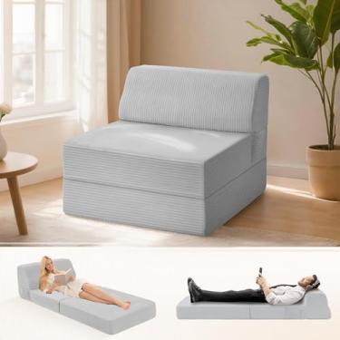 Imagem de Kasunpul Sofá-cama dobrável com travesseiro, cama de cadeira dobrável de espuma de memória, cadeira conversível com capa lavável, sofá futon para sala de estar/dormitório/uso de hóspedes/escritório em