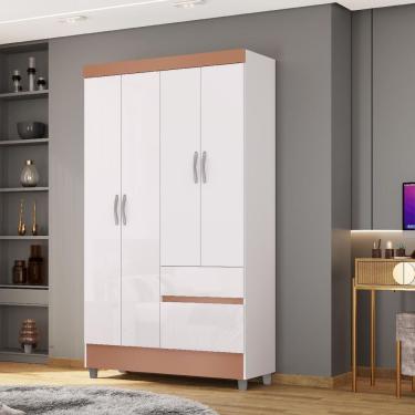 Imagem de Guarda-roupa Ideal Plus 4 Portas 2 Gavetas Branco/camarim - Vila Rica