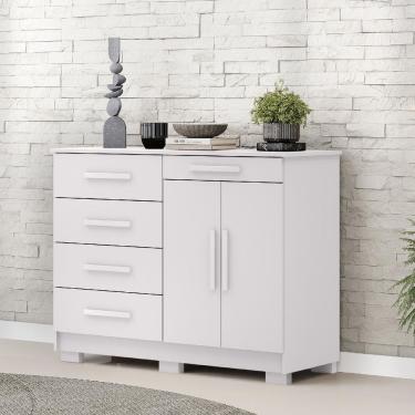 Imagem de Cômoda Sapateira Sirius 5 Gavetas 2 Portas Branco - Vila Rica