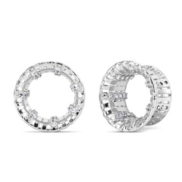 Imagem de ERKUOO Crystal Túneis de orelha femininos brilhantes alargadores duplos alargadores de strass alargador de orelhas expansor de orelhas joias elegantes estilo elegante 0G a 2,5 cm, 0g=8mm, Metal, Sem