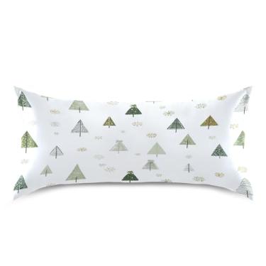 Imagem de ATTX Fronha de árvore de Natal com fecho de envelope para cabelo e pele, macia, respirável, suave, ambos os lados, capa de almofada de seda refrescante (King 50 x 101 cm, 1 peça) #580