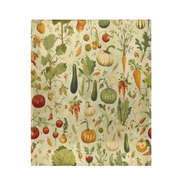 Imagem de ATTX Cobertor de microfibra de veludo com estampa de vegetais vintage - Cobertor de cama leve ultra macio para sofá, cama, 127 x 152 cm #550