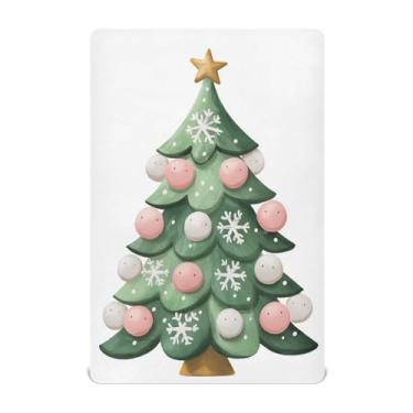 Imagem de Blueangle Jogo de lençol com elástico para berço – Jogo de lençol macio e respirável com árvore de Natal, serve para colchão de berço padrão (415)