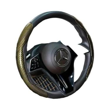 Imagem de Capa De Volante De Carro Universal Antiderrapante Em Fibra De Carbono 