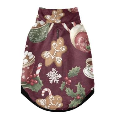 Imagem de SEHANY Casaco de Natal de gengibre para cães pequenos, super quente, à prova de vento, jaqueta de inverno, macia, aconchegante para animais de estimação, moletom para clima frio na neve com furo na