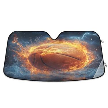 Imagem de Blueangle Para-brisa de carro de bombeiro de água de basquete protetor solar para carros - proteção UV dobrável, ajuste universal 139.7 cm x 70.1 cm protetor de para-brisa frontal (516)
