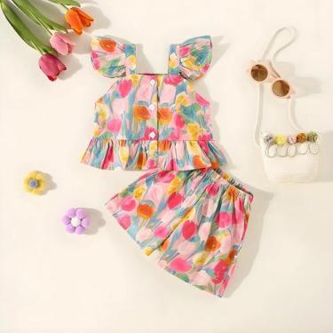 Imagem de Conjunto de Top e Shorts para Meninas (0-3 anos) - Estampa Floral - Id