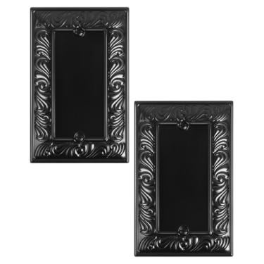 Imagem de TREEWELL Pacote com 2 placas de parede em branco, placas decorativas para interruptores e capas de tomada, placas de parede de metal preto, resistente à corrosão