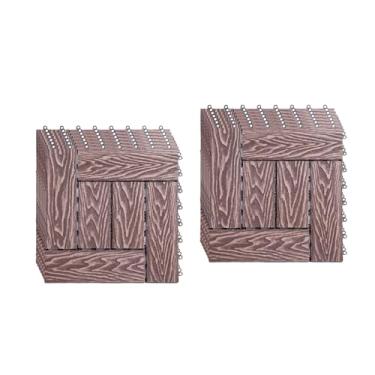 Imagem de Azulejos de deck interligados, azulejos de piso de pátio composto WPC com sistema de clique função de drenagem para varanda piscina varanda quintal área de jogo deck todos os climas uso 1 ㎡ B3 22pcs