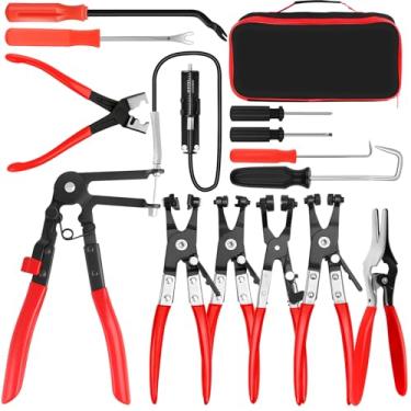 Imagem de QLOUNI 13 peças de alicate de mangueira, kit de remoção de braçadeira de mangueira de longo alcance automotivo para aquecedor de radiador de refrigerante automotivo e mangueira de água com fio