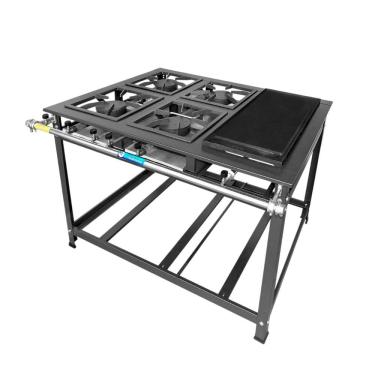 Imagem de Fogão Industrial 4 Bocas Simples a Gás Alta Pressão MR Fogões com Chapa P7