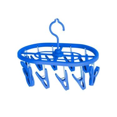 Imagem de Varal Oval com 10 Prendedores, Plástico, 23x16cm, Sortido, Portátil para Secagem de Roupas Pequenas
