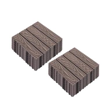 Imagem de Telhas de deck compostas, tapetes interligados com resistente ao desgaste antiderrapante para terraço terraço varanda 30 x 30 cm C2 20 peças