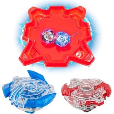 Imagem de Kit de Batalha com Arena + 2 Peões e Lançadores – Peões Customizáveis para Crianças e Adultos | Combates Divertidos