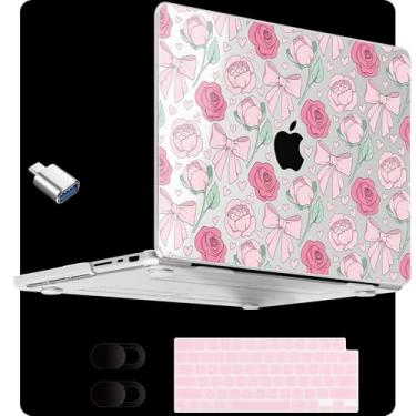 Imagem de MEEgoodo Capa para MacBook Pro de 14 polegadas (M5/M4/M3/M2/M1) 2025 2024 2023 2021, capa rígida para laptop compatível com o modelo A3434/A3112/A3401/A3185/A2918/A2992/A2779/A2442 Pro/Max, Peônia