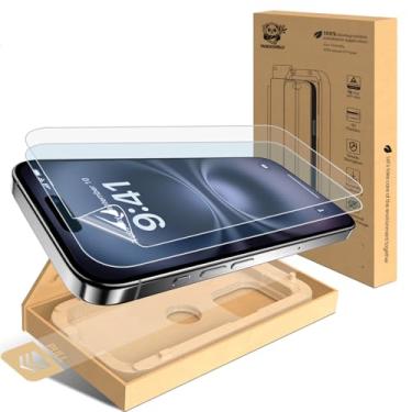 Imagem de PandaShield Pacote com 2 películas protetoras de tela para iPhone 16 Pro Max, filme PET ultrafino 6H [sem vidro], antiluz azul, compatível com impressão digital, fácil instalação via bandeja de