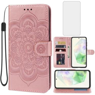 Imagem de Bohefo Capa para Galaxy A56 5G / Capa carteira para Galaxy M56 com protetor de tela de vidro temperado, capa de telefone flip de couro mandala com suporte para cartão de crédito para Samsung Galaxy