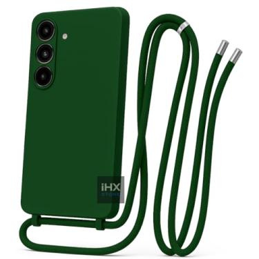 Imagem de Capa Case Capinha Para Samsung Galaxy A36 Silicone Com Cordão Alça De Pescoço Ajustável Veludo Premium (VERDE ESCURO)