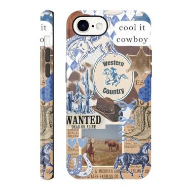 Imagem de Vulfwela Capa para iPhone 16e de 6,1 polegadas estética cowgirl floral ocidental, híbrida, resistente, 2 em 1, capa de proteção robusta à prova de choque, capa vintage com estampa floral de leopardo
