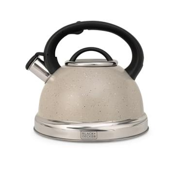 Imagem de BLACK+DECKER Chaleira com Apito 3 Litros Steam&Stone - Corpo em Aço Inoxidável com Acabamento Marmorizado na Cor Cinza Dust, Base Compatível com Indução e Cabo em Nylon Resistente