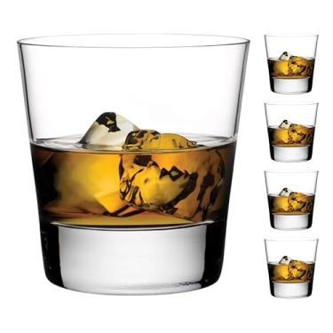 Imagem de NUDE Conjunto de 4 copos de uísque – Highlands 354 g de cristal premium sem chumbo Old Fashioned Rocks copos para Whisky, Scotch e Bourbon – Base pesada, lavável na lava-louças, conjunto de presente