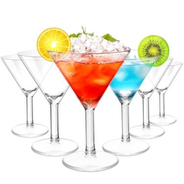 Imagem de Loccmat Conjunto de 6 copos de Martini inquebráveis, copos de plástico de 255 g, copo de coquetel de plástico reutilizável para bar Margarita Whisky festas de casamento, piscina, resistente a quebras