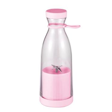 Imagem de Mini Liquidificador Portátil USB, 420ml, Rosa e Branco, Recarregável, Lâminas em Aço Inox, 40W, Para Sucos e Shakes, Com Cabo USB
