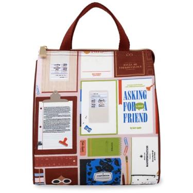 Imagem de kate spade new york Lancheira fofa para mulheres, lancheira de grande capacidade, lancheira para adultos com forro interno térmico prateado e bolso de armazenamento (clube do livro)