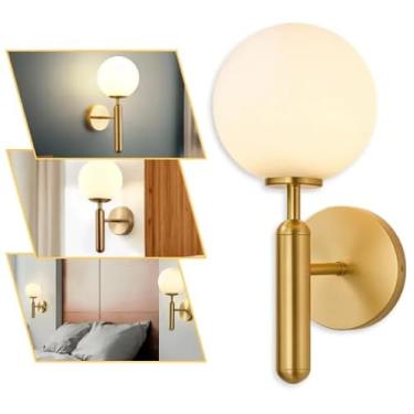 Imagem de Luminária Arandela Jabuticaba Dourada Globo Parede 3 Cores