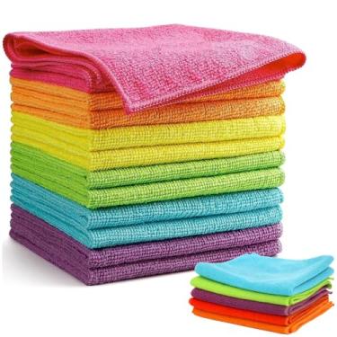 Imagem de Kit 5 Panos Microfibra Limpeza Multiuso Reutilizável Lavável Limpa Pia Móveis Carro Vidro Espelho Secagem Rápida Flanela Premium – CORES SORTIDAS