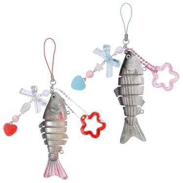 Imagem de CHGCRAFT 2 peças chaveiros de peixe chaveiro de pesca pingente de peixe de resina anéis chaveiros DIY chaveiros colar artesanato fabricação de joias