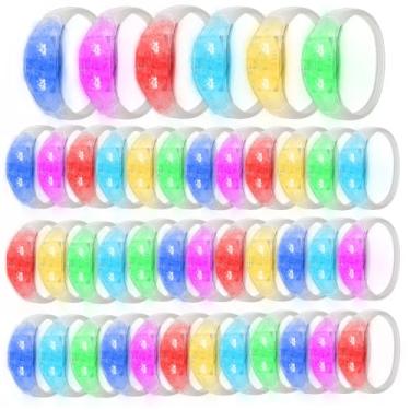 Imagem de 100 pulseiras de LED ativadas por som com controle de música estroboscópica LED piscante para rave, prêmios de jogo, lembrancinha de festa de aniversário, presente de Dia dos Namorados (6 cores que