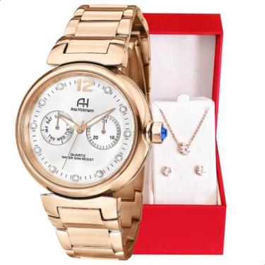 Imagem de Relógio Champion Ana Hickmann Feminino Rosé AH30175Z Kit Colar e Brinc
