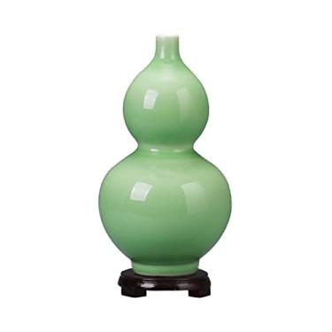 Imagem de Vasos para decoração de casa, vaso verde em forma de cabaça para sala de estar, decoração de casa, decoração simples, vaso de cerâmica, artesanato com base, vasos de flores, decoração de casa