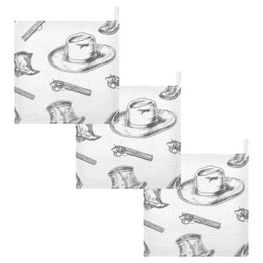 Imagem de STAYTOP Chapéu de cowboy norte-americano e arma musselina toalhas de banho pacote com 3 - panos macios de rosto para recém-nascidos, toalhas de banho e rosto absorventes para bebês, lenços de algodão