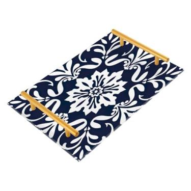Imagem de Wassud Bandeja de banheiro com estampa de azulejo preto, bandejas de perfume, alça de maquiagem, cômoda, quarto, cozinha, bancada, mesa, 30 x 20 cm