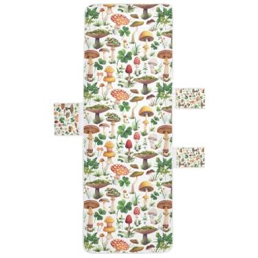 Imagem de STAYTOP Capa de toalha de cadeira de descanso de cogumelos fofos, capa macia para espreguiçadeira, capas de cadeira de praia com bolsos para jardim ao ar livre, pátio, pátio, banhos de sol, gramado