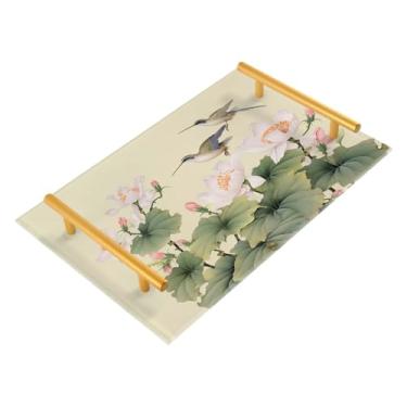 Imagem de Wassud Linda bandeja de banheiro Lotus com alças organizador de perfume de joias de acrílico para banheiro, quarto, cozinha, balcão de 30 x 20 cm