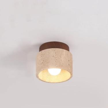 Imagem de Luminária de teto moderna em pedra travertino para quarto, corredor, hall de entrada, escada, decoração de iluminação interna.