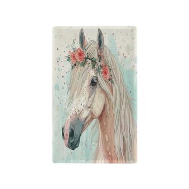 Imagem de Wassud Placa de cobertura para interruptor de luz, 1 capa de tomada em branco, placa de parede, tomada elétrica decorativa cavalo com guirlanda, decoração de sala de estar