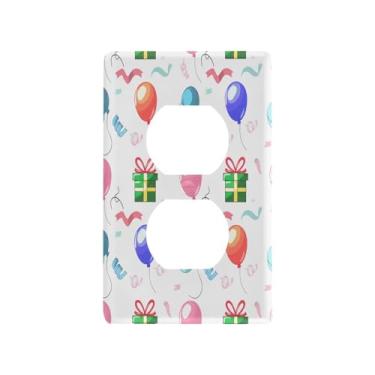Imagem de Wassud Placa decorativa para interruptores de luz, capas de tomada, balões coloridos, placa de parede para tomadas elétricas duplex 12 x 7 cm