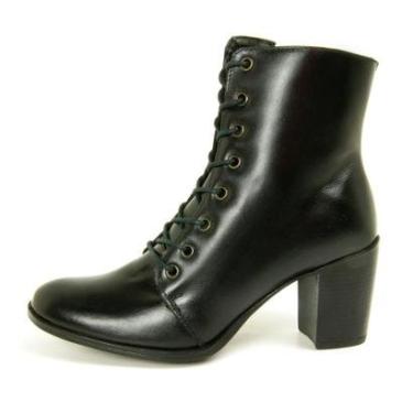 Imagem de Bota Coturno Couro Cano Médio Zíper Lisa Dia a Dia De Griffe Feminina-Feminino