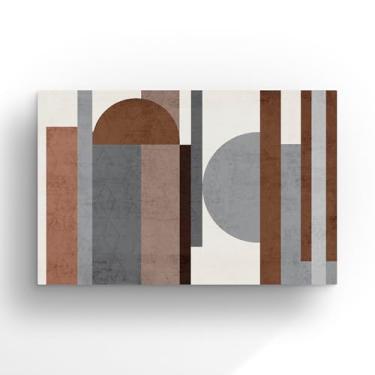 Imagem de Arte Abstrata Moderna em Tons Marrom e Cinza, Decoração Minimalista Geométrica, Impressão em Canvas 60X40